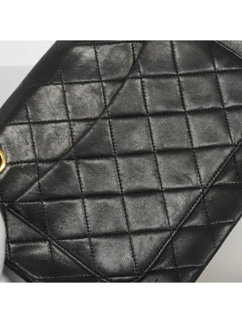 Chanel Shoulder Bag Quilted Lambskin Black Gold